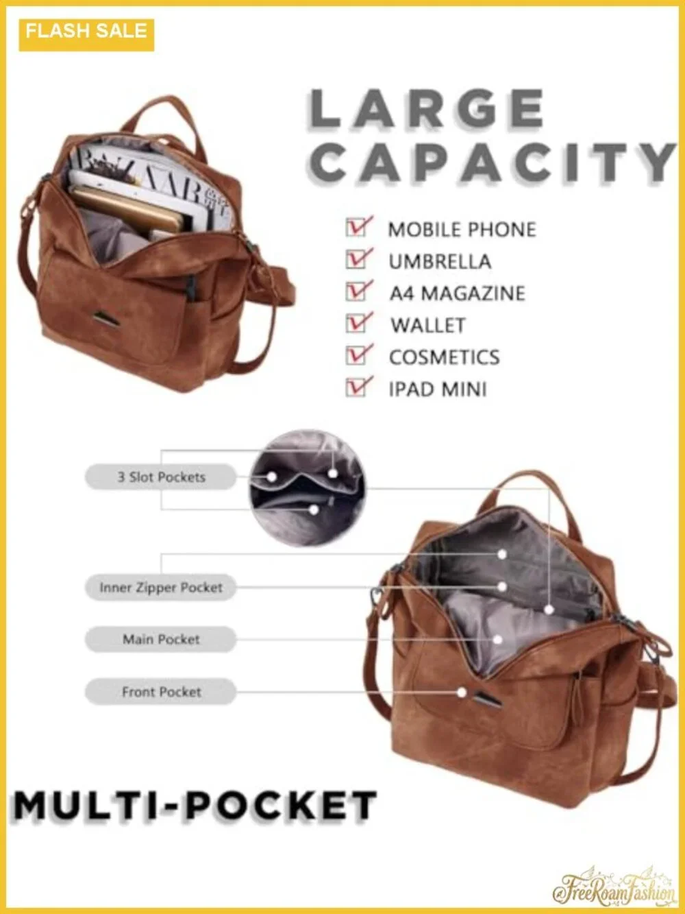 PU Leather Small Backpack Purse for Women with 8 Pockets Adjustable Straps